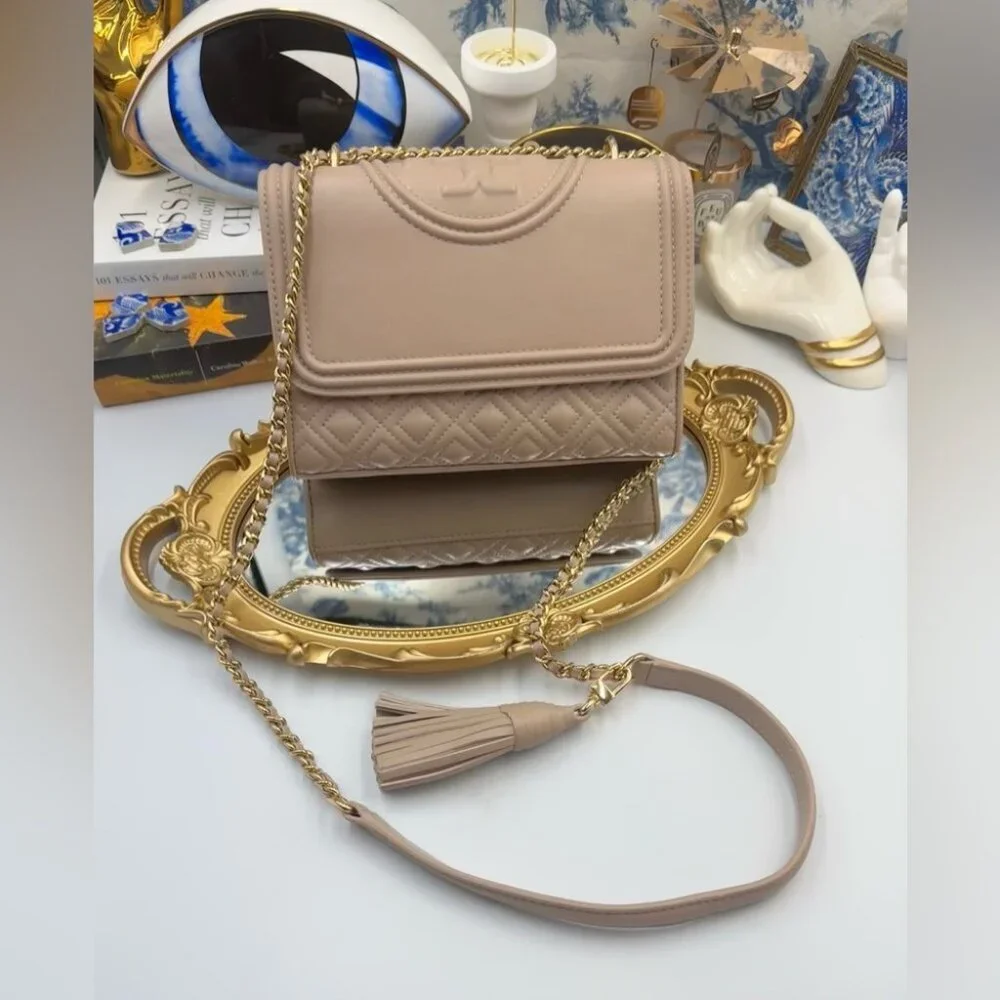 🆕 TORY BURCH 🧿 NWOT Fleming Small Convertible Shoulder Bag, Beige In Bedrock